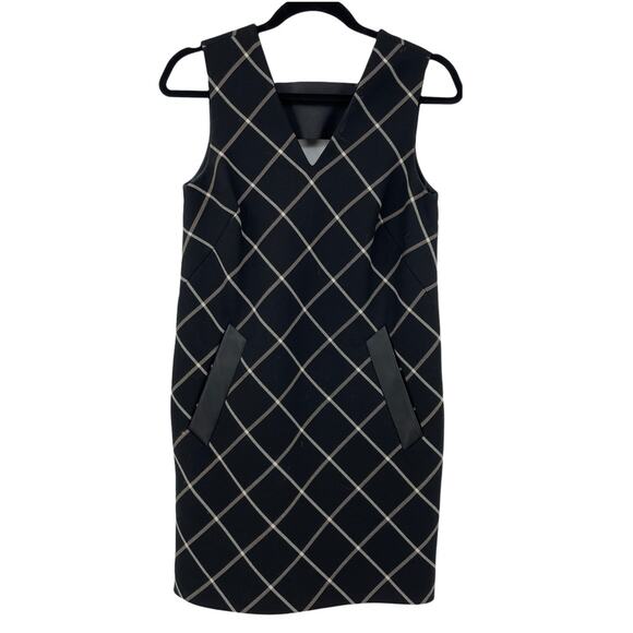 Rag & Bone Dress Womens Size 0 Phoebe Plaid Black White Shift V-Neck Sleeveless - Picture 1 of 6